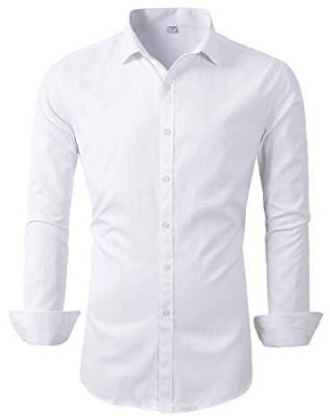 Benibos Mens Long Sleeve Dress Shirts Slim Fit Casual Business Formal Button Down Shirt (C455 White, M)