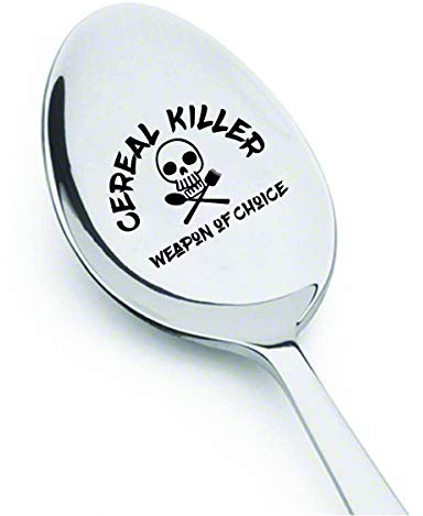 SS SPECIALTY STYLES Gravierter Müsli-Killer-Waffe der Wahl Löffel | Edelstahl, 17,8 cm, 1 Stück, Geschenk für Kinder, Männer, Frauen - Geburtstag, Erntedankfest, Weihnachten