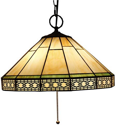 Tiffany Style Baroque Stained Glass Pull Chain Pendant Lamp 16 Inch Antique Creative Red Yellow Brown Grape Shade Hanging Lamp for Dining Room Bedroom Porch,K