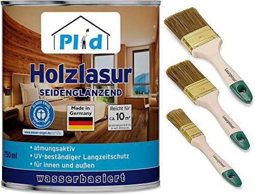 PLID® Barniz para madera para interior y exterior, color blanco, 0,75 l, barniz protector para madera exterior con protección UV resistente a los rayos UV, imprimación para madera exterior, gel