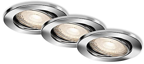 BRILONER Leuchten - LED Einbauleuchten, Einbaustrahler 3er Set, Deckenlampen dimmbar, schwenkbar, GU10 je 5,5 Watt, je 460 Lumen, 3.000 Kelvin, IP23, Chrom, 86x70mm (DxH), 7148-038