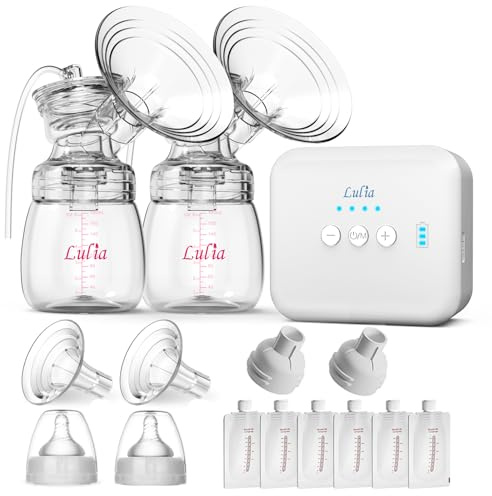 Milchpumpe, Lulia Elektrische Milchpumpe Doppelt tragbar Wiederaufladbare Elektrische Milchpumpe Mehrere Stufen und Saugmodi, Milchpumpe Refluxschutz Reise und Zuhause Stufe BPA Frei