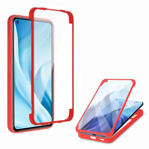 Haygdz 360 graders fodral kompatibelt med iPhone 7/8 Plus, helkropp skyddande skal med inbyggt glas, skärmskydd, stöttålig fullbody mobilskal, röd