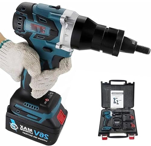 CGLYYDS Electric Rivet Gun,Cordless Rivet Gun Electric Rivet Tool Kit,ABS Cordless Brushless Rivet Hand Tool Simple Operation,for Rivets, Rivet Nuts,2200mah