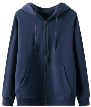 Zip Up Hoodies for Men Clearance Plain Jogging Jacket Zipped Hooded Sweatshirt Long Sleeve Loose Fit Hoody Plain Autumn Winter Warm Work Essentials Hoodie Pullover Jumper Tops UK M-3XL Navy
