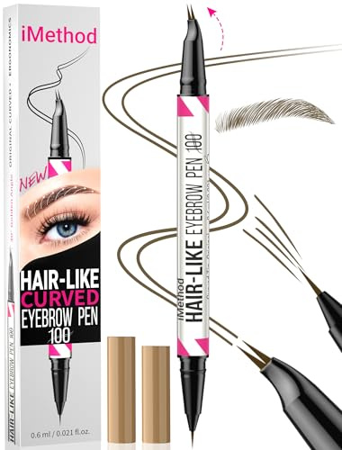 iMethod Curved Augenbrauenstift - 2-in-1 Dual-Ended Mit Gebogener Spitze & Präziser Bürstenspitze, Microblading-Eyebrow Pencil für Natürlich Augenbrauen, Brown
