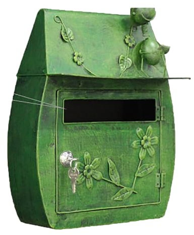 YCXJB Briefkästen mit Schlüsselschloss, Abschließbare Wandbriefkasten, Sicherheitsbrifkasten, Großes Fassungsvermögen, Postkasten aus Metall für Das Haus(Green)