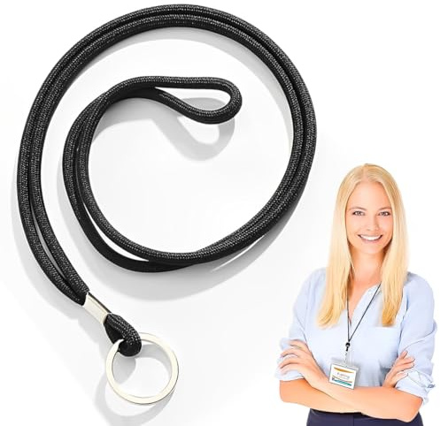 DWFEYOI Cordon tour de cou, tour de cou telephone, Lanyard Strap Neck, Porte-clés Lanière, Nylon Lanières Porte Badge avec Anneau en Métal pour d'Identification, Clés, Téléphone Portable (noir）