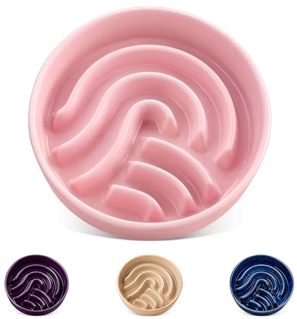 vancasso Hundenapf, 390ml Hundenapf aus Keramik, Anti Schling Napf Hund für Kleine Hunde Geeignet, Futternapf Hund Rutschfestem Design, Rosa