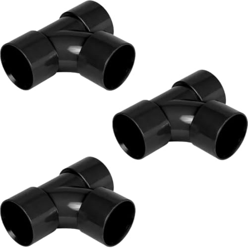 Solvent Weld Waste Pipe Tee Fittings, 40mm, Black, Pack of 3