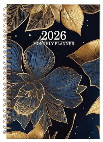 Månadsplanerare 2026-21,5 x 16,5 cm veckovis månadsplanerare | block design papper agenda - skola kontor studie familjeplanering