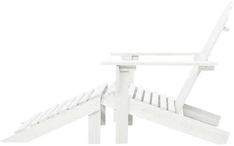 Eleganz Sillón de jardín de madera dura y pino con reposapiés – blanco, duradero y cómodo para jardín, terraza o balcón – Solución de relajación perfecta para tu espacio al aire libre