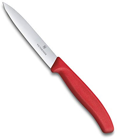 Victorinox SwissClassic CUCHILLO para Verdura, FIBROX Rojo, 10CM, Acciaio Inossidabile, Rosso, Madiano