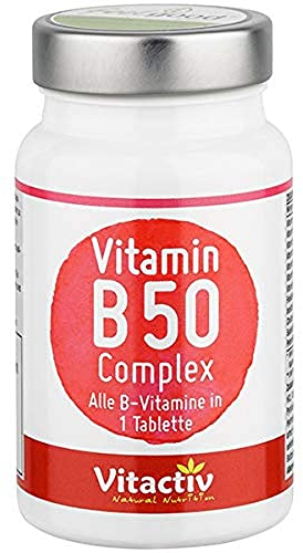 VITACTIV Vitamin B Komplex - hochdosiert mit allen B-Vitaminen, Vitamin B3, B6 und B12, Folsäure, Biotin und Pantothensäure, für Herz, Nerven, Energie und Immunsystem (60 Tabletten)