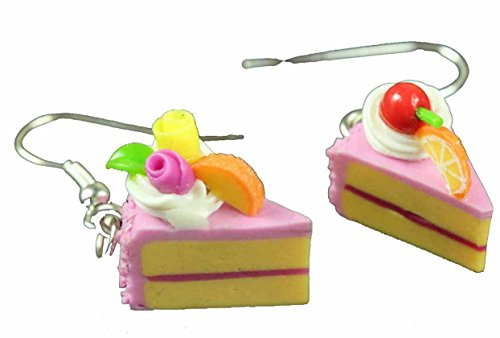 Miniblings Tortenstück Kuchenstück Ohrringe rosa versilbert | In Berlin von Hand montierter Ohrschmuck, mit Kuchen und Backen