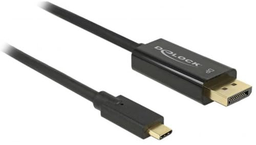 DeLock Kabel USB Type-C Stecker > Displayport Stecker (DP Alt Mode) 4K 60 Hz 2 m Schwarz