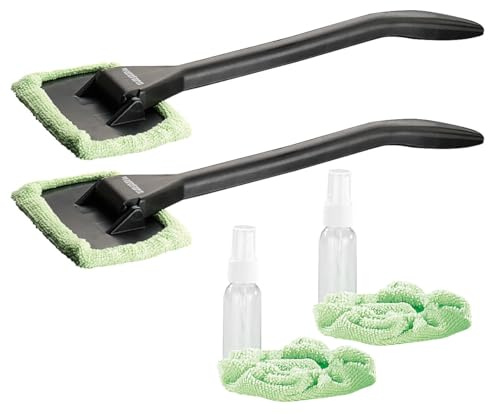 PEARL Autoscheibenputzer: Windschutzscheiben-Wunder mit Gelenk-Kopf & Pump-Sprühflasche, 2er-Set (Auto Scheibenreiniger innen, Windschutzscheibe Reiniger, Winter)