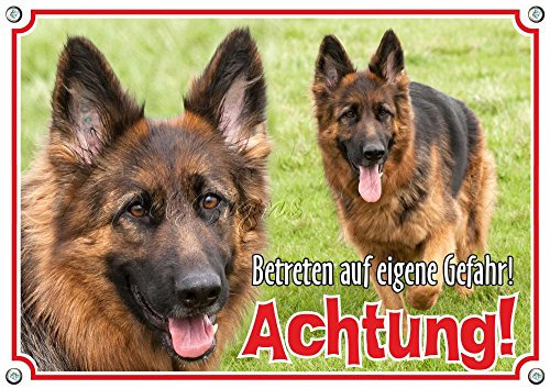 Petsigns Warnschild Dt. Schäferhund - Hundeschild - wetterfest und beständig, DIN A5