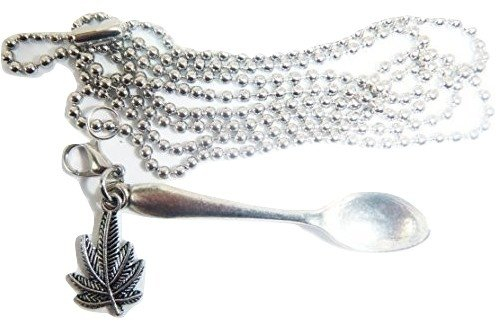 Starfish Records 'CHARLIE LIKES A SPLIFF & A SNIFF' SPOON 30'' NECKLACE CHAIN SNUFF SNIFF SNORTING POWDER MINIATURE SPOON IBIZA ALICE IN WONDERLAND ORGANZA GIFT BAG