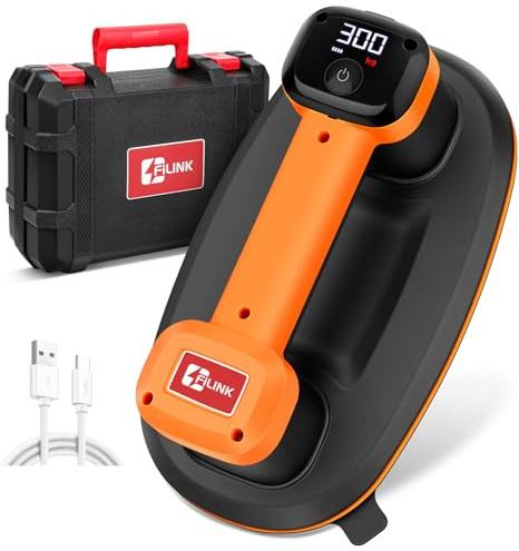 Akku Saugheber für Fliesen,Dual-Motor 300KG Elektrischer Saugheber,4000 mAh Akku,Saugheber Glassauger zum Transport glatter Oberflächen wie Fenster, Fliesen, LCD-Anzeige,26cm