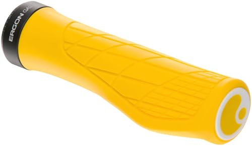 Ergon GA3 Ergonomic Lock-On MTB Grips – Winged Design for Mountain Bike Comfort and Wrist Support, Yellow Mellow, Small
