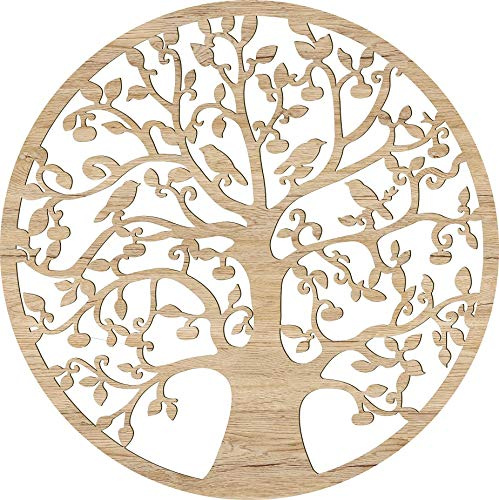 Lebensbaum Wanddeko aus Holz Ø 39/49 cm – 8 Holzoptiken – Handgemacht