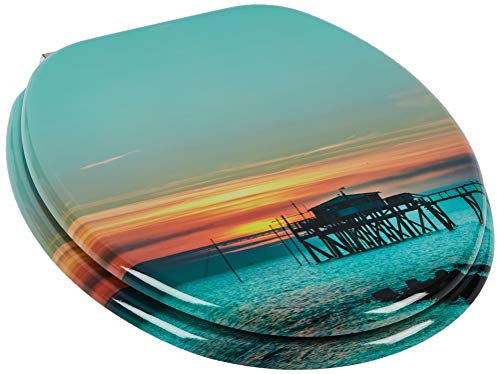 MSV WC-Sitz MDF Sunset Scharniere Edelstahl, blau