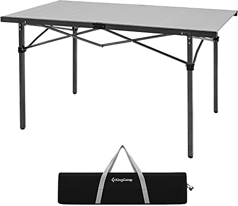 KingCamp Aluminum Camping Table Foldable, Large 53.5 Roll Up Camp Table Folding Seamless Tabletop Heavy Duty Duck Hunting Camping Tables Metal Portable Outdoor Collapsible for RV BBQ Picnic Hunting