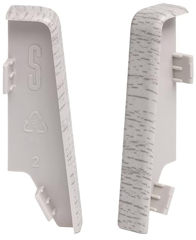 KGM Verbinder für MEGA-Profil - Eiche hell, 20 x 58 mm, 2 Stück | Passendes Zubehör zur KGM MEGA Sockelleiste, einfaches Aufstecken für saubere Ecken & Abschlüsse, Montage ohne Werkzeug