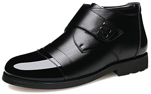 Sebasty Herren Winterstiefel,Kuhfell Warme Schuhe,Herren Stiefeletten,Schwarze Business Herrenschuhe,Warmer Plüsch ist für den kalten Winter geeignet,Black-43
