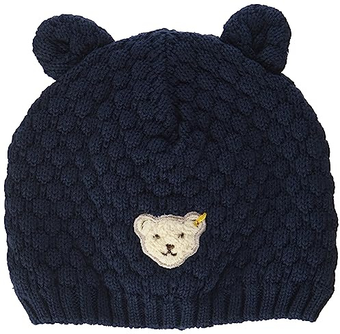 Steiff Baby - Mädchen Ohne Bommel Beanie-Mütze, STEIFF Navy, 43 EU