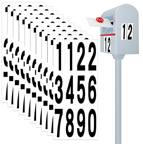 AIEX 10 Blatt 7,6cm Reflektierend Self Adhesive Numbers, 0-9 Postfachnummern Aufkleber Aufkleber Nummer Sticker Nummer Selbstklebend für Außerhalb Schilder Tür Fenster Autos Adressnummer (Schwarz)