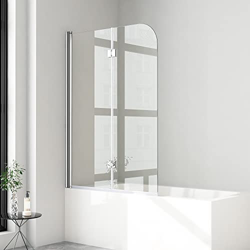 Duschwand für Badewanne 2 teilig faltbar 110x140 cm 6mm NANO Sicherheitsglas (ESG) Faltwand Badewannenaufsatz Badewannenfaltwand Duschabtrennung für Badewanne