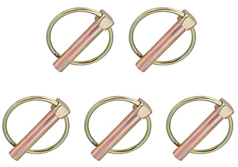 METALLIXITY Linch Pin with Ring (10mmx50mm) 5Pcs, Carbon Steel Linch Pins Lock Clips Fastener - for House Construction, Tractors, Trailers, Trucks, Mowers, Trolley