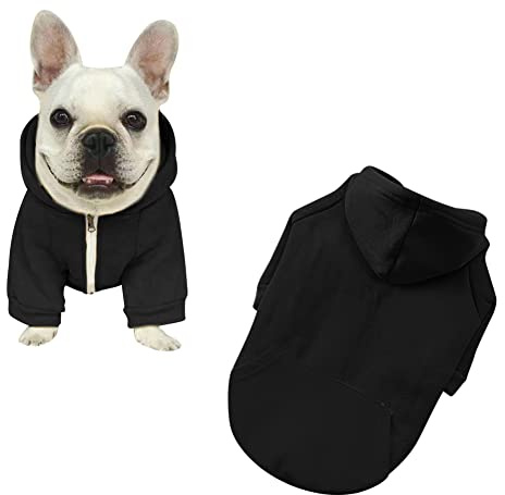 meioro Kapuzenpullis für Hunde Warme Reißverschluss Kapuzen Haustier Kleidung Pullover Hund Katze T-Shirt Niedlichen Haustier Hoodies Bekleidung französische Bulldogge Pug (XL, Alle Schwarz)