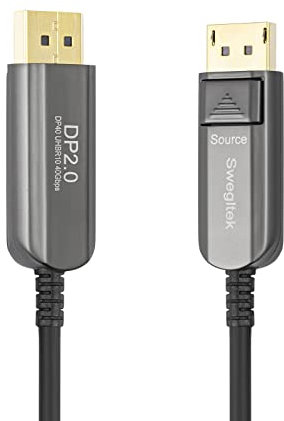 swegltek Display Port 2.0 Active Optical Fiber Cable 40Gbps10M UHBR10 DP2.0 4K@144Hz 1080p@240Hz HDR Gaming Cable