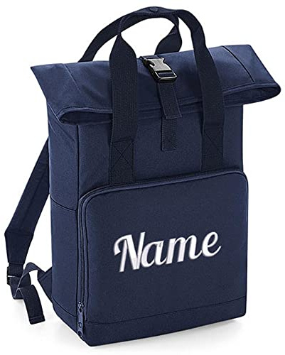 Elefantasie Rucksack mit Name bestickt Rolltop für Kinder und Erwachsene verstellbare Schultergurte 100% Recycled Polyester