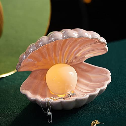 Luce notturna con conchiglia, decorazione in ceramica, decorazione notturna, lampada decorativa da scrivania in ceramica