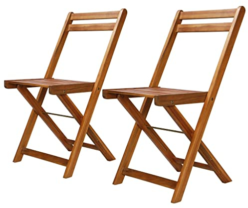 INLIFE Outdoor-Bistrostühle 2 STK. Massivholz Akazie,Braun,7.4KG