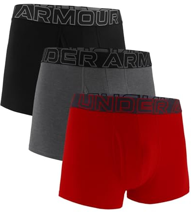 'Under Armour Men's 3-pack performance bomull boxerkalsonger, 3 tum inseam, vardagskomfort och ultramjuk, Castlerock Heather – Core, M