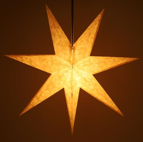 GURU SHOP hopfällbart adventsljus pappersstjärna, julstjärna 60 cm – capello, krämvit, stjärnfönsterdekoration