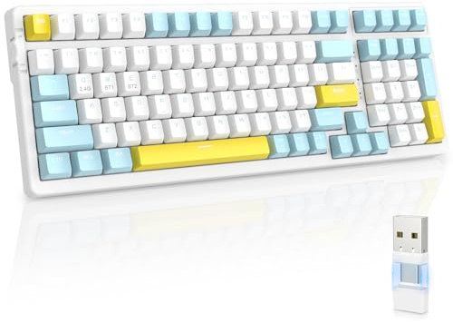 MAGIC-REFINER RK96 Teclado Inalambrico, Teclado Mecánico Gaming 90%, Apex Pro TKL Modo Dual 2.4Ghz/Bluetooth 5.0 Interruptor Rojo Hot Swap con Receptor 2 en 1 para PC/Mac/Tableta/Teclado QWERTY US