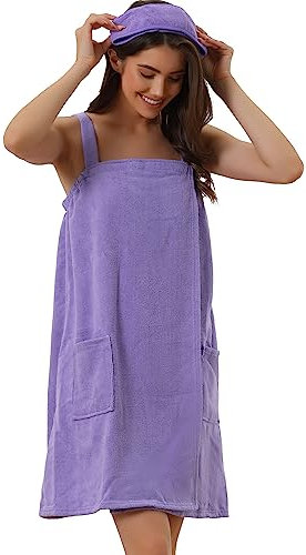 cheibear Damen Handtuch Wrap Bademantel Spa Handtücher Robe mit verstellbarem Verschluss für Fitnessstudio Dusche, Trauben-Shake, 32