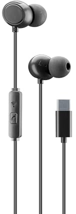 cellularline | CLOUD IN-EAR | Auricolare Type-C Stereo, Design In-ear e Microfono, Connettore USB-C, Isolamento dal Rumore, Microfono e Tasto di Risposta (Nero)