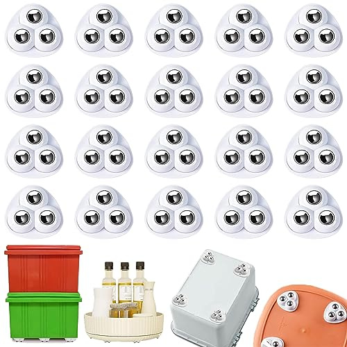 lankai 20 Stück Mini Rollen Kugelrollen, Möbelrollen, Selbstklebend 360° Möbelrollen Klein, Kugelrollen, 360° schwenkbare Universalrollen, Für Minimöbel, Blumentöpfe, Mülleimer(Weiß)