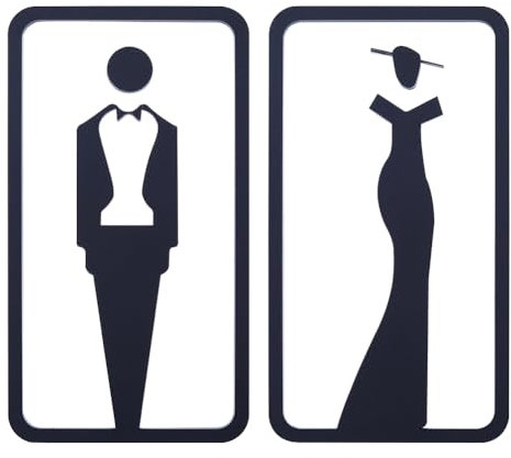 GORGECRAFT 2PCS Restroom Identification Signs Self Adhesive Washroom Sign for Ladies and Gentlemen Toilet Door Sign Man Women Shapes Wall Stickers Symbol for Hotel Store Parking Restaurant, Black