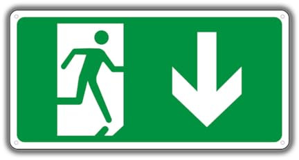 Felexdo Notausgangsschild Pfeil unten,30x15 cm PVC selbstklebende Fluchtweg Kunststoffplatte für Wand oder Tor
