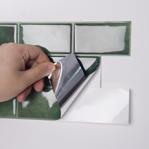 Art3d Confezione da 20 piastrelle adesive da cucina in vinile, per bagno, lavanderia, stufa, camper, 30,5 x 15,2 cm, verde