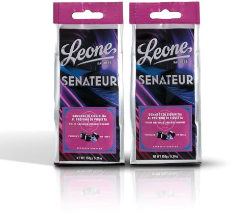 Leone seit 1857 - Senateur Lakritzbonbontüte - Lakritzgummibonbons mit Veilchenduft - 2 Beutel zu je 150g (2 x 150g)