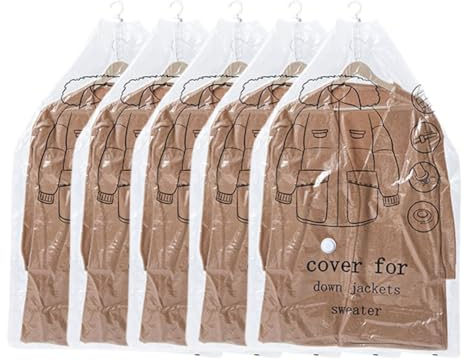 5 sacchetti sottovuoto per vestiti – 110x70cm Sacchi Sottovuoto Piumoni, Sacchetti Sottovuoto Vestiti da Appendere, sacchetti trasparenti per vestiti, sacchetti sottovuoto con ganci appendiabiti